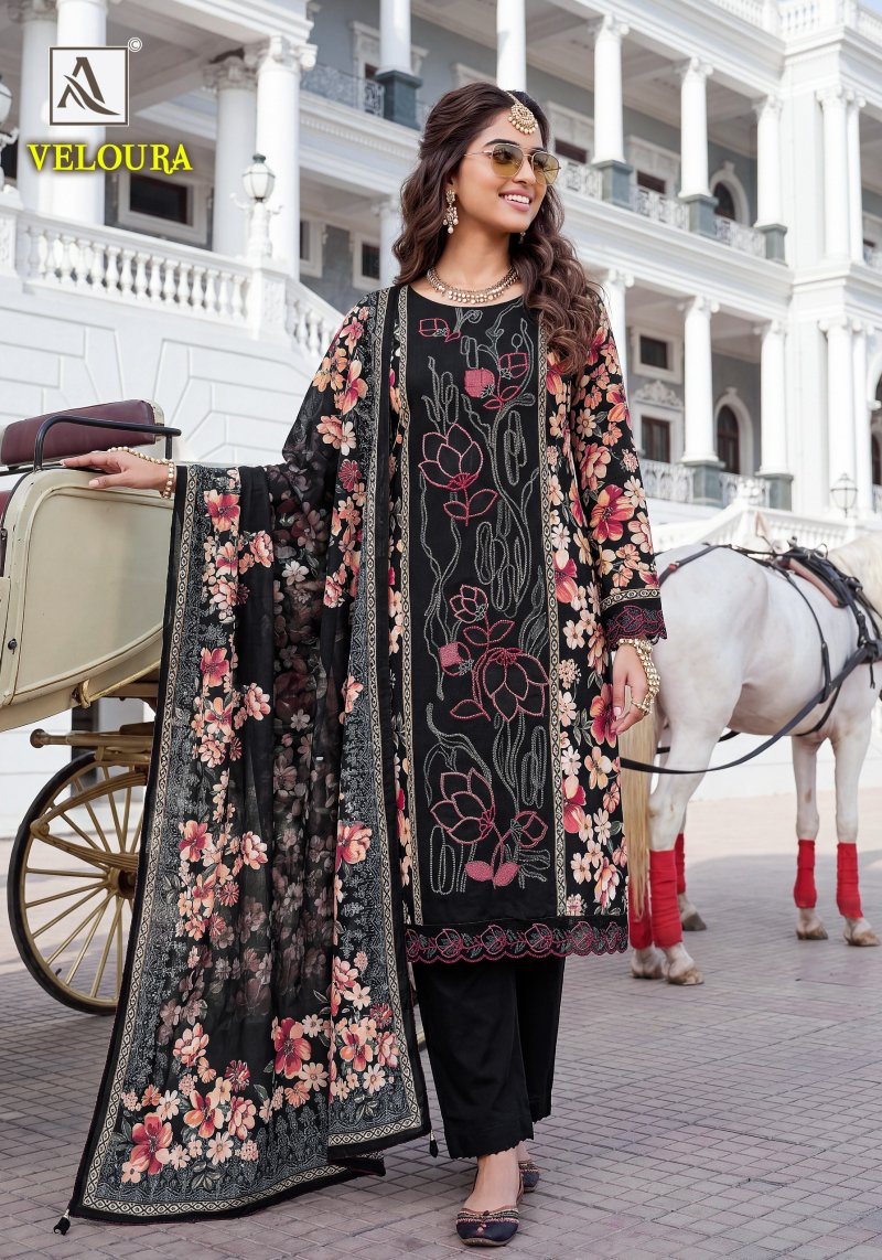 Veloura By Alok Viscose Maslin Printed Dress Material 